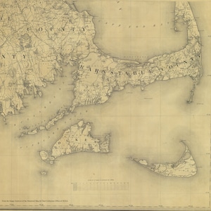 Cape Cod & Islands Karte 1844 - Seekarte Druck
