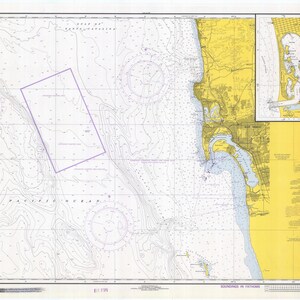 Carte des approches de la baie de San Diego 1971 - Impression de cartes marines