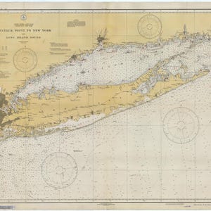 Mappa di Long Island - 1934 - Carta nautica - Carta / Tela / Metallo