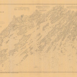 Casco Bay Maine Karte 1896 - Seekarte Print