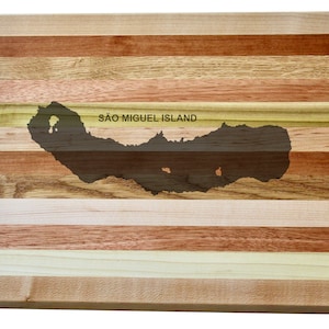 Sao Miguel Island Map Engraved Wooden Serving Board & Bar Board