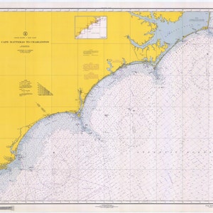 Cape Hatteras Karte zum Charleston Light 1966 - Seekarte
