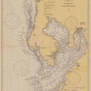 Tampa Bay Mappa 1932 - Stampa Carta Nautica