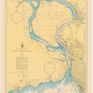 Buffalo Harbor and Niagara Falls Historical Map 1947 - Nautical Chart Print