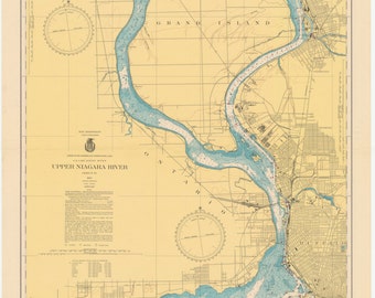 Mappa storica del porto di Buffalo e delle cascate del Niagara del 1947 - Carta nautica stampata