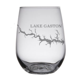 Lake Gaston, VA Map Engraved Glasses