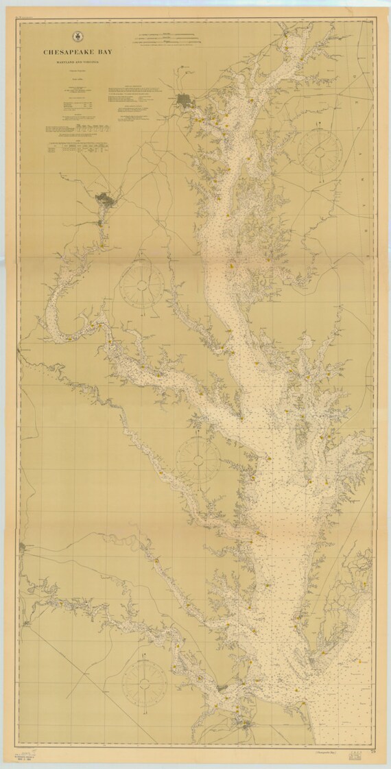 Chesapeake Bay Map 1904 Nautical Chart Print - Etsy