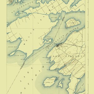 Mapa topográfico de Cape Vincent - 1895 - Impresión de carta náutica