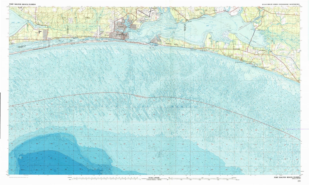Fort Walton Beach Map 1985 Nautical Chart Print Etsy