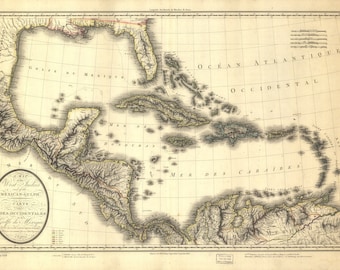 West Indies and Mexican Gulph Historical Map - 1806 - Nautical Chart Print