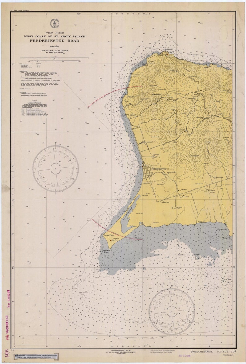 Frederiksted Road Historical Chart 1939 Croix Map St USVI