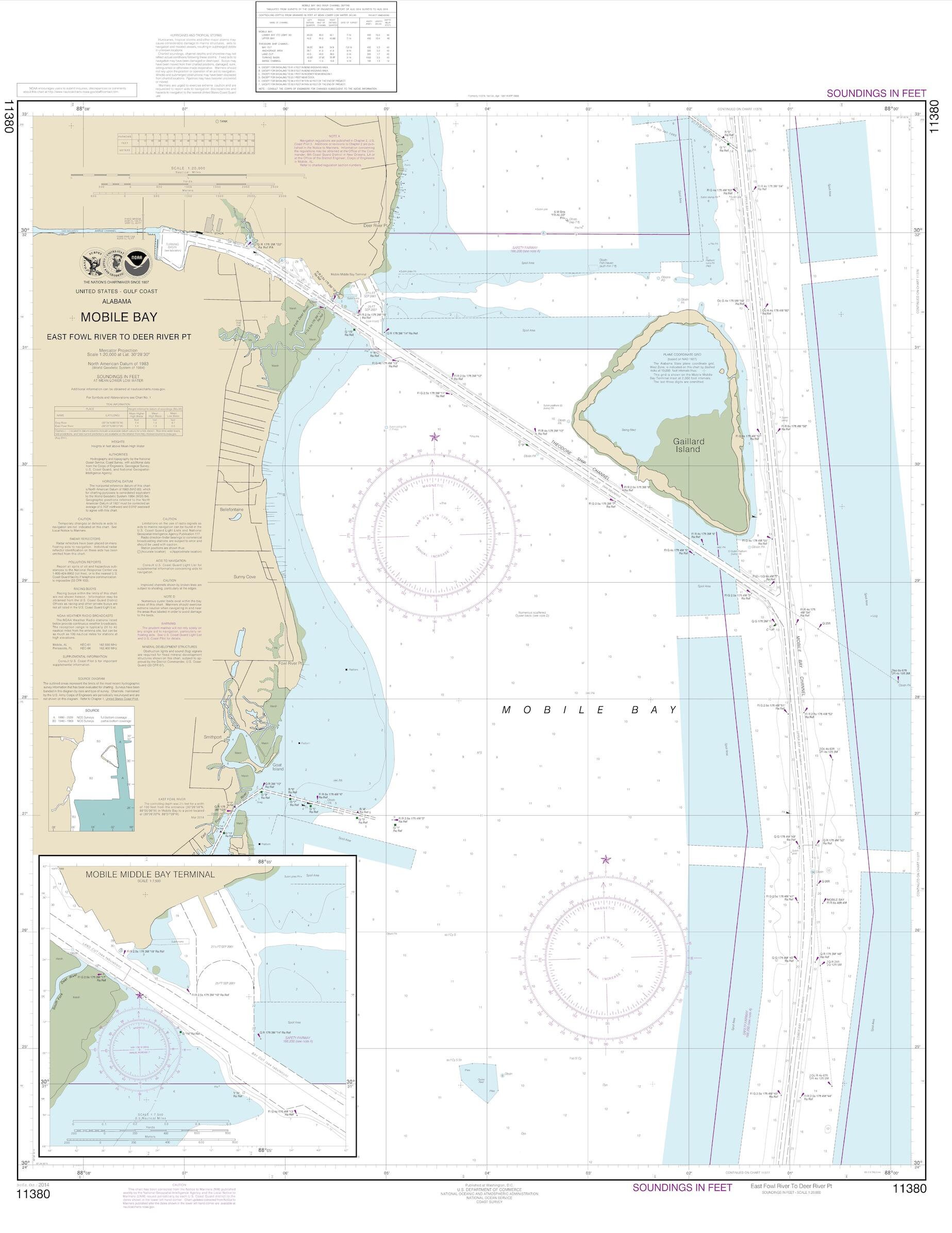 Fowl Point On Map Mobil Bay Map - East Fowl River to Deer River Point 2014 - Nautical ...