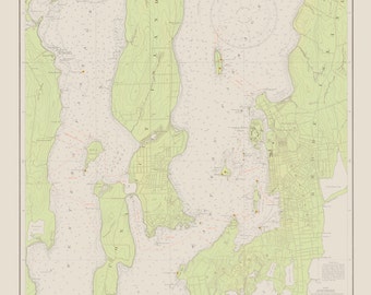 Mappa del porto di Newport 1934 - Verde - Stampa carta nautica