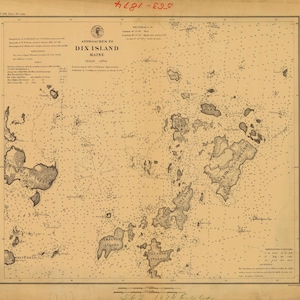 Dix Island Maine Karte 1874 - Seekarte Druck