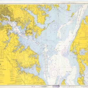 Baltimore Hafen Karte 1968 - Seekarte Druck