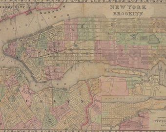 New York City & Brooklyn Map - Nautical Chart Print