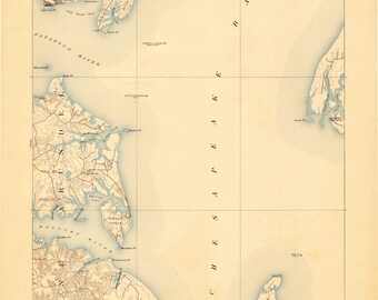 Chesapeake Bay - kaart noordpunt - 1893 - nautische kaart afdrukken