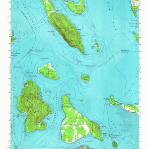 Carta topografica di Anacortes - 1951 - Stampa di carta nautica