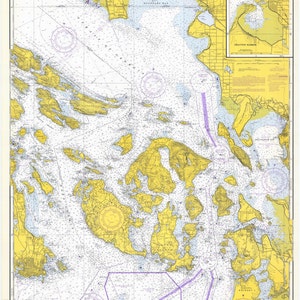 San Juan Islands Karte - 1972 - Seekarte Print
