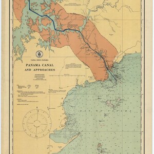 Panamakanal und Ansatz Historische Karte 1923 - Seekarte Druck