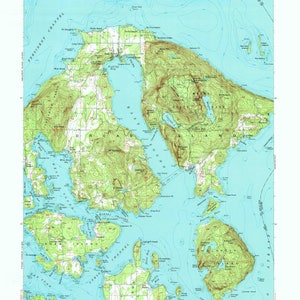 Mapa topográfico de la isla Orcas 1957 - Impresión de cartas náuticas