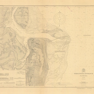 Carte du port de Fernandina 1900 - Impression de carte marine