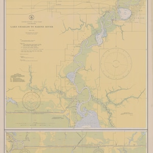 Mapa de Lake Charles a Sabine River - 1941 - Carta náutica - Papel/Lienzo/Metal