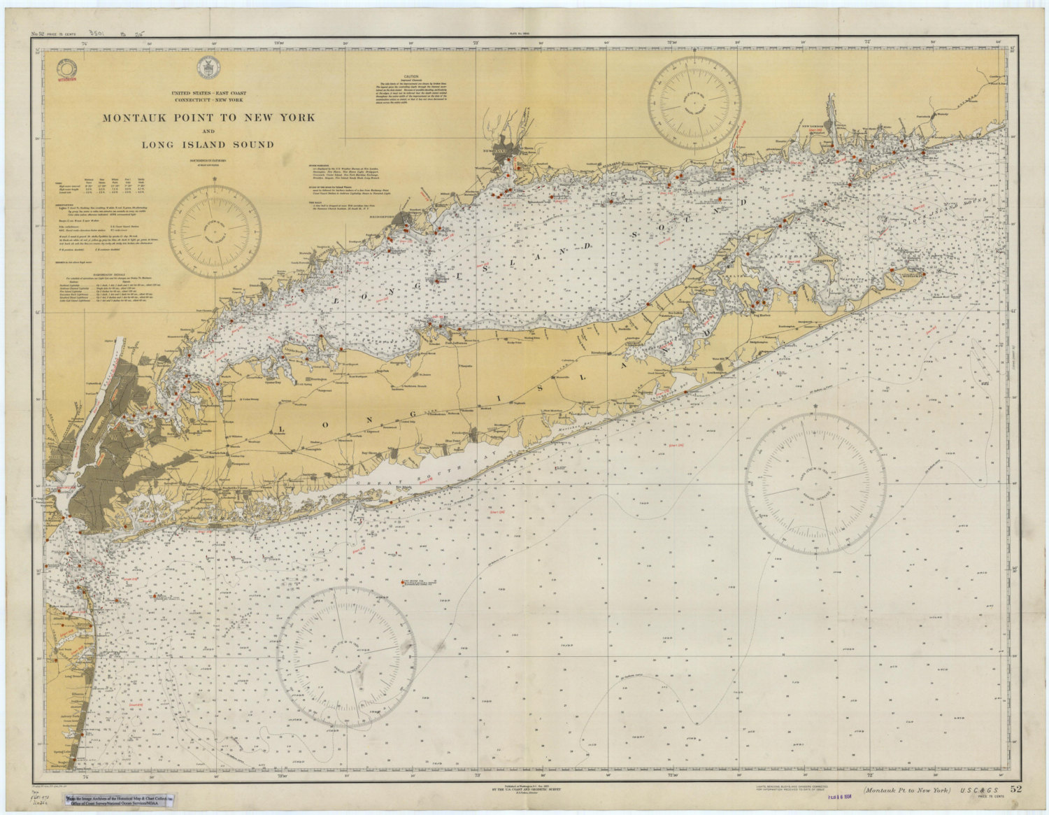 Long Island Map 1934 Nautical Chart Print Etsy