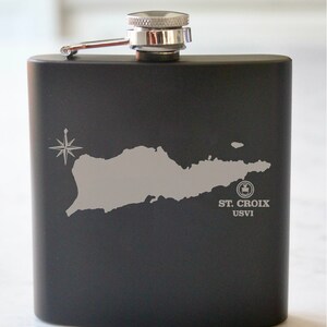 St. Croix Engraved Stainless Steel Flask - 6 oz