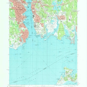 Mapa topográfico de New London (CT) 1984 - Impresión de cartas náuticas