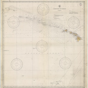 Territory of Hawaii Map 1934 - Nautical Chart Print