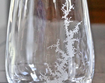 Lake Keowee Map Engraved Glasses