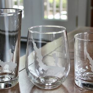 Walloon Lake, MI Map Engraved Glasses