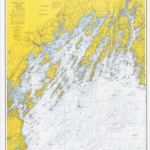 Casco Bay Maine Karte 1970 - Seekarte Druck