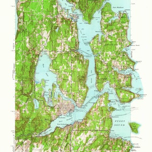 Port Orchard Washington Topographic Map 1937 - Seekarte Druck