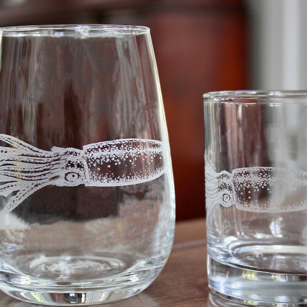 Squid Engraved Glasses