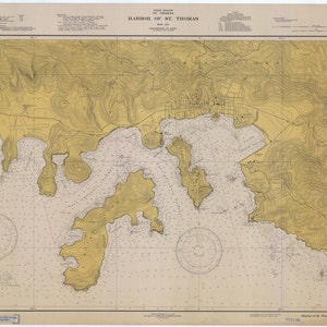 St. Thomas Island Harbor (USVI) Mapa Histórico 1941 - Carta Náutica Print