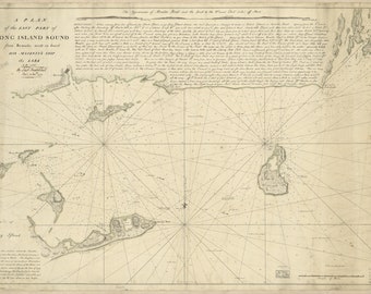 Mapa de Long Island Sound - 1777 - Impressão de Carta Náutica