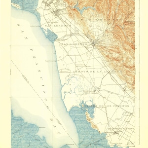 Haywards California Topographic Map - 1915 - Nautical Chart Print
