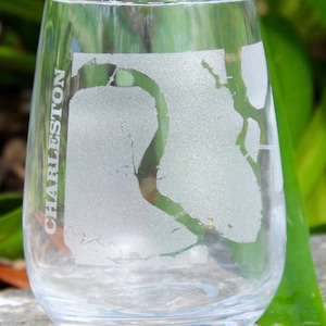 Charleston Map Engraved Glasses - South Carolina