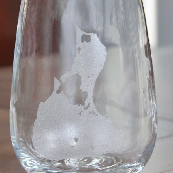 Block Island Map Engraved Glasses