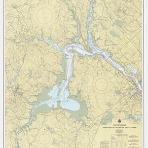 Portsmouth to Dover and Exeter Map - 1990 - Nautical Chart Print