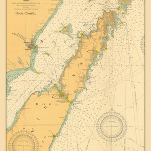 Carte du comté de Door, 1917 - Impression de cartes marines