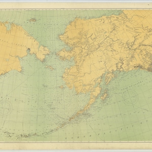 Alaska & USSR Historical Map 1900 - Nautical Chart Print