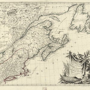 Canada - North Atlantic Map - 1776