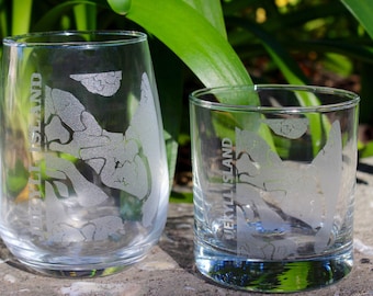 Jekyll Island Map - Georgia - Laser Engraved Glasses - Coastal Gift