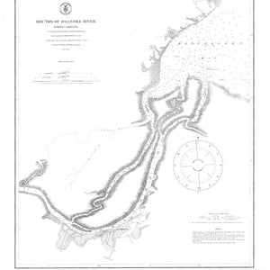Desembocaduras del río Roanoke (cuadrado) - Nautical Chart Print