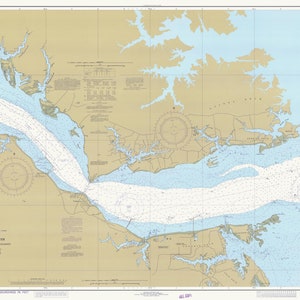 York River Karte - Yorktown - Unterhalb von King Creek - ChesaPeak Bay Chart - 1984 - Seekarte Print