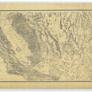 Mojave-woestijn - Death Valley-kaart 1892 - zeekaart afdrukken