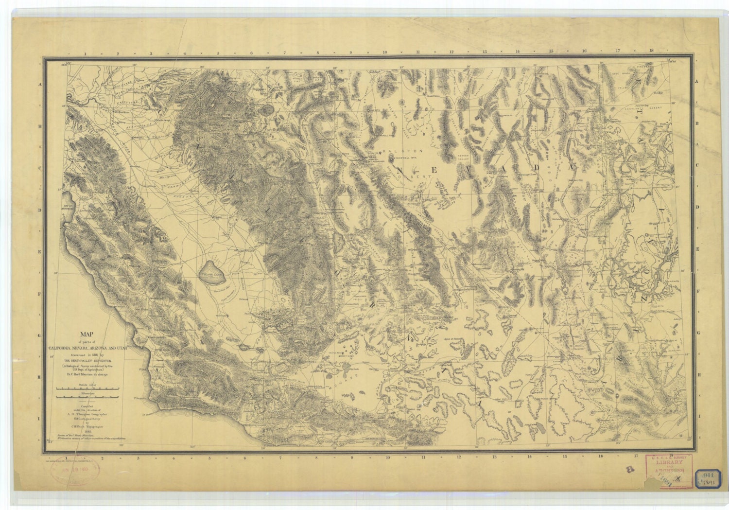 モハーベ砂漠 - デスバレー地図 1892 - 海図印刷 - Etsy 日本